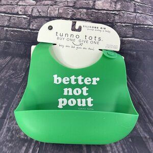 Tunno Tots Silicone Bib Christmas Green Better Not Pout Holiday Baby Toddler NEW